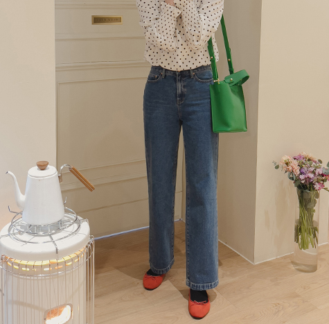 リベア暖かい起毛デニム ワイド トンパンツ<FONT color=#d8a4a4>[size:S,M,L,XL][ミニ機長追加!]</font>