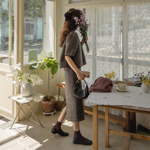 <FONT color=#5a3954>MADE LIN</font>ニューディキンズ カラーミックス エッジトイムスカート<FONT color=#d8a4a4>【スレッチセール】</font>