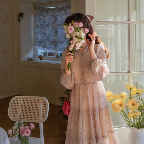 [LABEL] フランフラワーアンシャリング マッシュラインワンピース[size:F(55～66)]