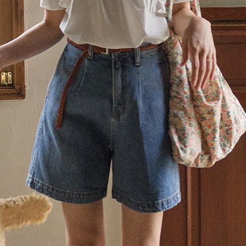 <FONT color=#5a3954>MADE PREMIUM</font>マイル高密度デニムハーフパンツ[size:S,M,L]