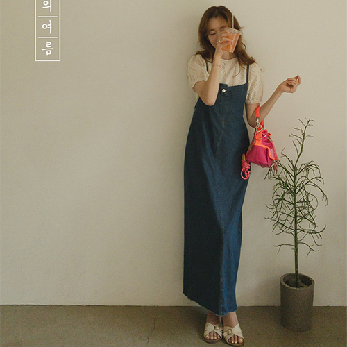 [LABEL] オールデイアンバルデニムバックルワンピース[size:F(55～66)]