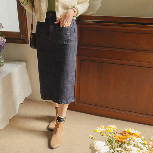 [特価50%★限定数量] <FONT color=#5a3954>MADE PREMIUM</font>ヘンルHライン 生地デニムスカート[size:S,M,L]