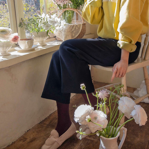 [特価40%★限定数量] <FONT color=#5a3954>MADE LIN</font>ウィンターズチーズスパン 復元力良いスムーズな起毛パンツ[size:S,M,L]