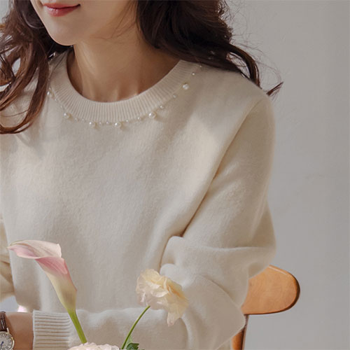 [特価20% ★限定数量][泣き含有] ミルクビー真珠飾り 送ったニット [size:F(55～66)]