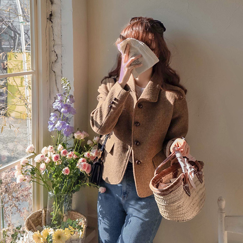 [ベスト特価2万ウォン割引] <FONT color=#5a3954>MADE LIN</font>シャトルランド メリーノール ラックスボタン 耳よみボンディングジャケット[size:F(55～66)]