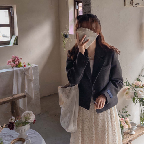 [特価30% ★限定数量] <FONT color=#5a3954>MADE LIN</font> [チャコールカラー] キャンベラメリノウルバックトイム タスミボンディングジャケット[size:S(55)M(66)]