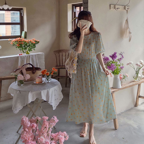 ジェイプ花袖バンディング ヨリフィット 風サラン ワンピース[size:F(55～66)]