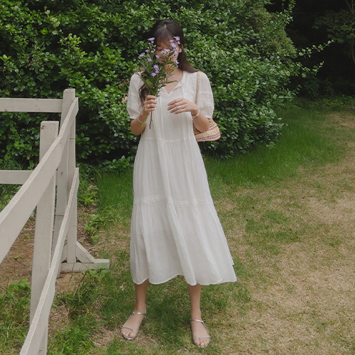 [LABEL] サマーチャール やわらかいレースワンピース[size:F(55～66)]
