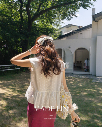 [ベスト特価7千ウォン割引] <FONT color=#5a3954>MADE LIN</font>フロリー刺繍キャップ袖 フリーライン 袖なしブラウス [size:F(55～66)]