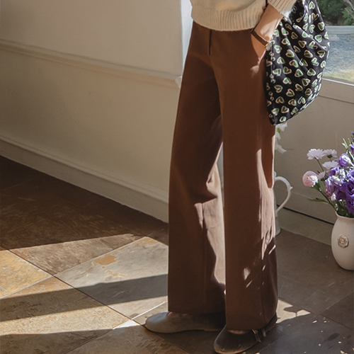 [ソフトピッチ起毛]ブラウニングストレイピット タンタンコットンパンツ [size:S,M]