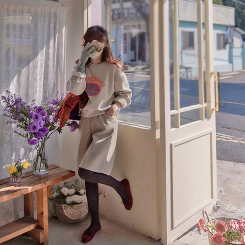 [LABEL] フォーエバー ボドルタスミ 柔らかい伸縮 耳よみ5部 送り起毛パンツ [size:F(55～66)]