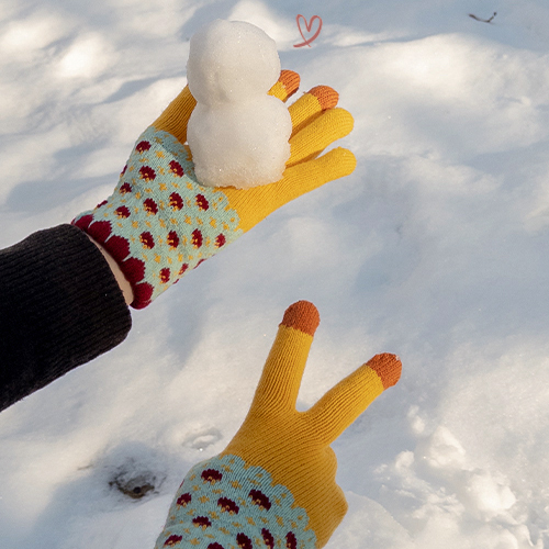 ビーターチョコレート起毛配色手袋