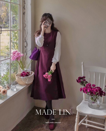 [ベスト特価5千ウォン割引] <FONT color=#5a3954>MADE LIN</font>ジェマバックル フレキシブルコーデュロイ 着こなしエッジフットワンピース[size:F(55～66)]