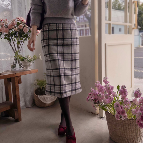 [LABEL] アンポールカード 送ってスムーズな起毛チェックマップシートであるスカート[size:F(55～小66),1(66～77)]