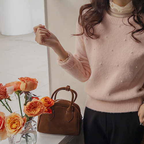 [特価10%★限定数量][カシミア含有][LABEL]ルエン女性らしいドトムタチュン真珠ニット[size:F(55～66)]