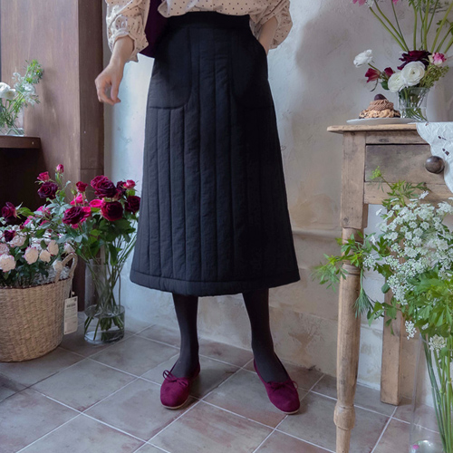 [特価15% ★限定数量][LABEL] ウィンター縦パディングヌービーム エイライン 耳よみポケット スカート [size:F(55～66)]