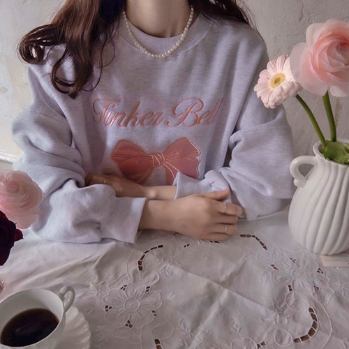 [特価15% ★限定数量][LABEL] シュアンリボン 柔らかく暖かい両起毛レタリング刺繍ティー [size:F(55～77)]