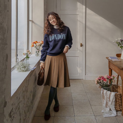 [特価15% ★限定数量][ウール混紡][LABEL] クラシックムード ゴールドボタン フリッツ ミディスカート [size:F(55～66盤)]