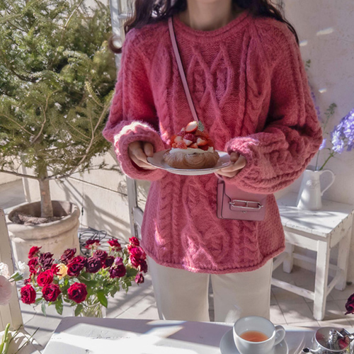 [LABEL] スケルト 送りケーブル 柔らかくエレガントなルーズフィットニット [size:F(55～77)]