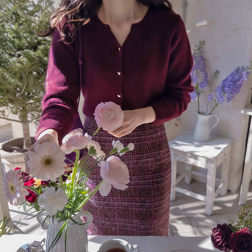 【特価20% ★限定数量】ベルニア タスハンラクーン ハートボタン やわらかいラックスニット [size:F(55～66)]