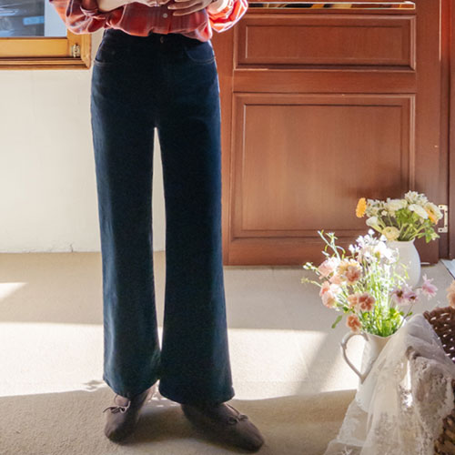 [特価15%★限定数量][送料起毛!]セレンベーシックムードワイドデニムバンディングパンツ[size:S,M,L]