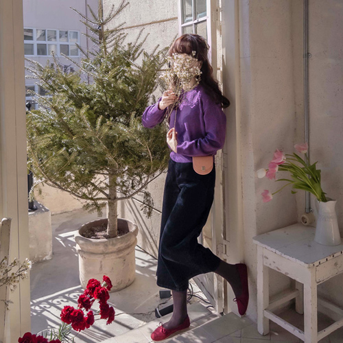 マリアンヌ ちっちゃん伸縮 柔らかく、エレガントなラウンドネックニット [size:F(55～66)]