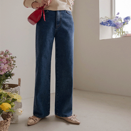 エブリデイ楽なストレートセミワイドフィット 後バンディング デニムパンツ [size:S,M,L]