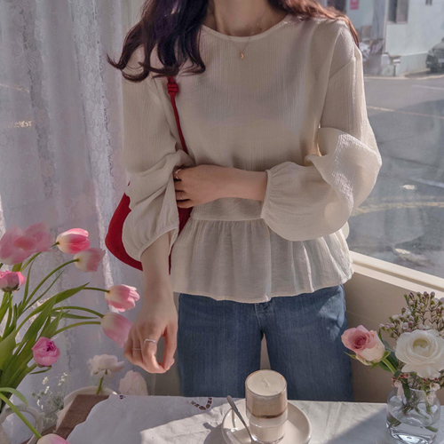 [LABEL] アンフランソ ウンウンハンヨル ラブリーシャリング エリフィットブラウス [size:F(55～77)]