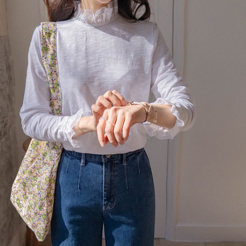 [LABEL] ロマンスレースプリル レイヤード 基本ティー [size:F(55～66)]