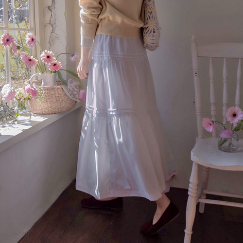 シュプラディン春ピンタックフレアエッジフィットバンドスカート [size:F(55～66)]