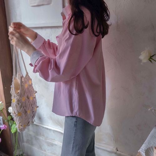 [LABEL] 春春配色ストライプ洗練美 チャルルフィットシャツ [size:F(55～66)]
