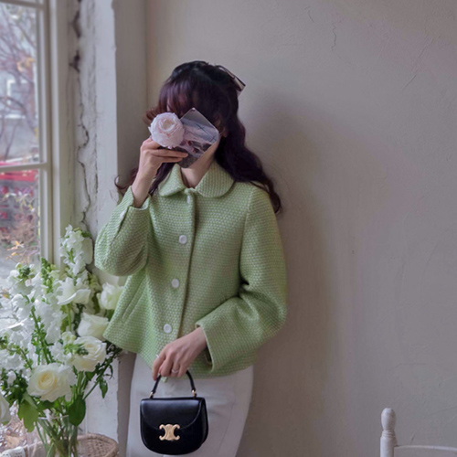 [ベスト特価1万2千ウォン割引] <FONT color=#5a3954>MADE LIN</font>スザンナスプリングツイード さっぱりした着こなしジャケット[size:F(55～66)]