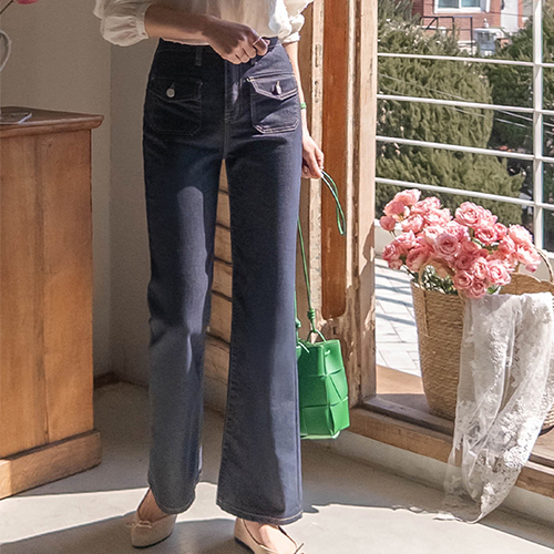 [耳炎ZERO!][ちっちゃんスパン〜]ローズビンノンフェードスリムブーツカットデニムパンツ[size:S,M,L]