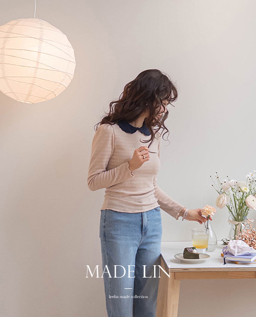 [ベスト特価4千ウォン割引] <FONT color=#5a3954>MADE LIN</font>ブレニー ダンガラ 波状 チャッツニットティー [size:F(55～66)]