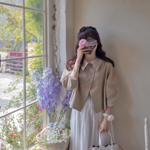 [LABEL] ニューフラペ アンカラ パフ袖 斜線 耳よみフィット ジャケット[size:F(55～66)]
