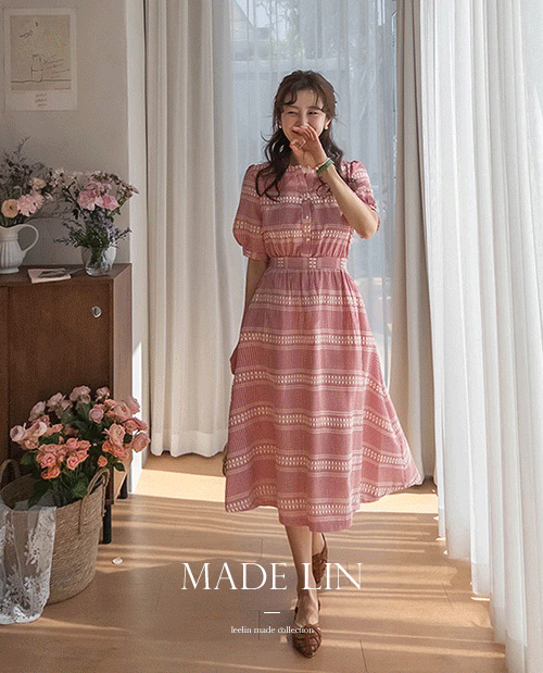 [ベスト特価4千ウォン割引] <FONT color=#5a3954>MADE LIN</font>ペトレレースチェック 後バンディングワンピース[size:S(55～66)]