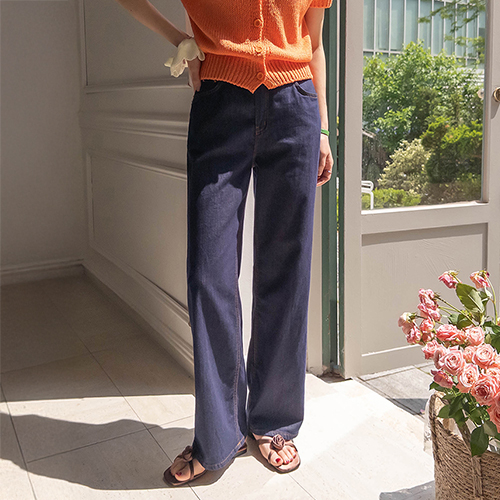 [フードルフードル～][LABEL] フリアン チュッツスパン 軽いサマー日付ワイドデニムパンツ[size:S,M,L]