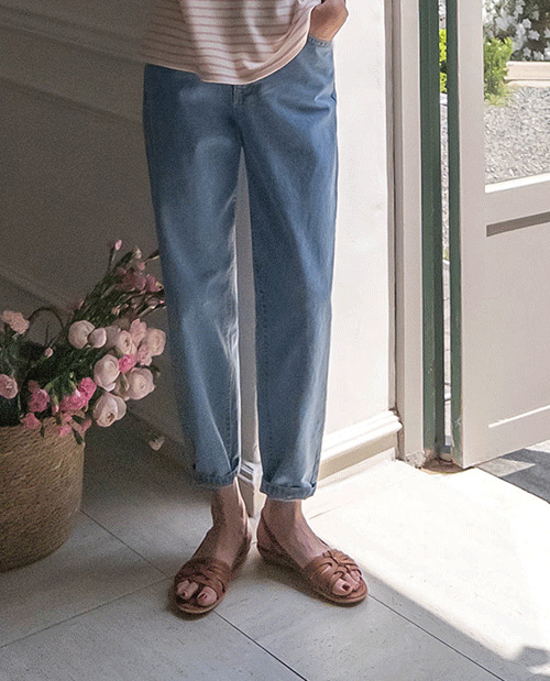 デューティ背面切開バンディング排気フィットデニムパンツ[size:S,M,L]