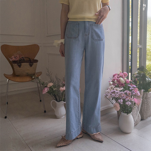 [サマーデニム] メイビンフロントポケット 追い込み後 ワイドフィット デニムパンツ [size:S,M,L]