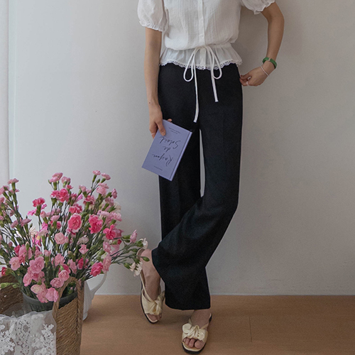 ステイ シャランチャッツ クールなリネン 日付フィットパンツ [size:S,M,L]