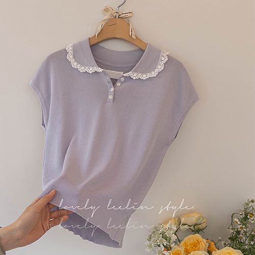 [LABEL] シュレナビスコース レース カラーネック ニット [size:F(55～66)]