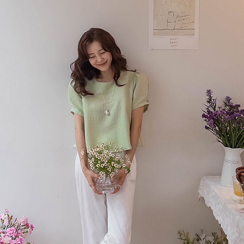 [♥夏クールツイード♥][LABEL] シーズニング 豪華なエリーフィット パフブラウス [size:F(55~66)]