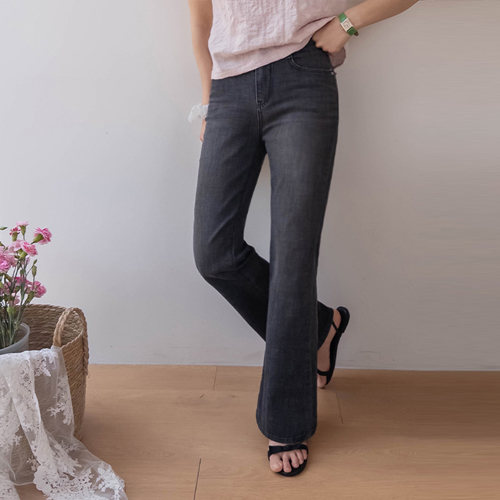 リンディ裾 レジックライン ブーツカット サムデニムパンツ [size:S,M,L]