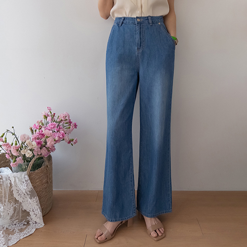 ウェイリング オシャレなルーズフィット リネンデニムパンツ [size:S,M,L]