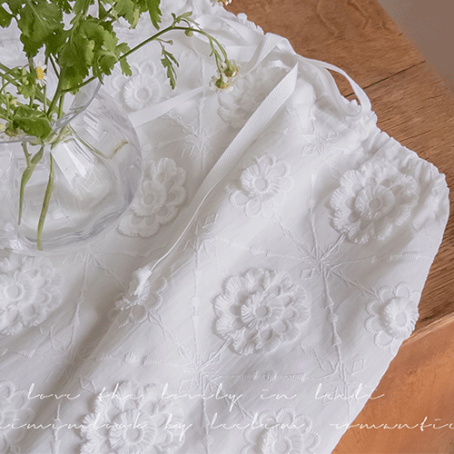 レミユ立体花刺繍 ウエストストラップ調節 ロングスカート [size:F(55～66盤)]