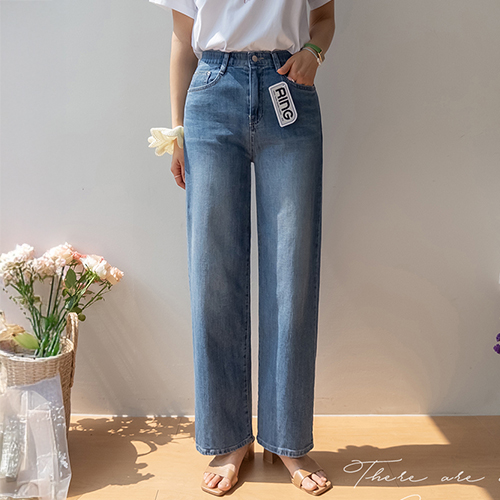 エリーナちゃんちゃん 手触り ワイドフィット デニムパンツ [size:S,M,L]