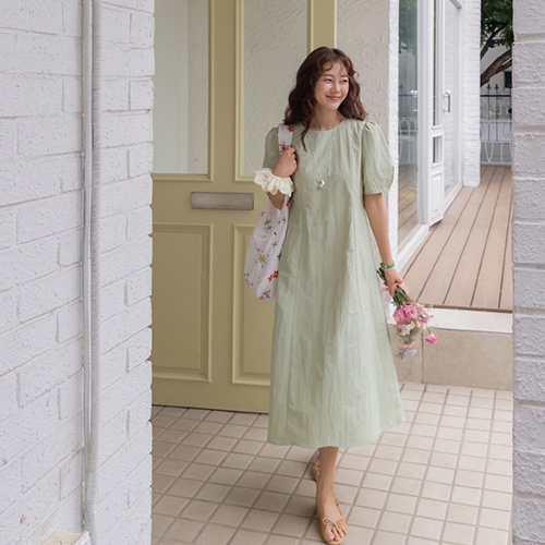 [夏にもクール♥生活防水] ルネットバスラック パフ袖ワンピース [size:F(55～66)]
