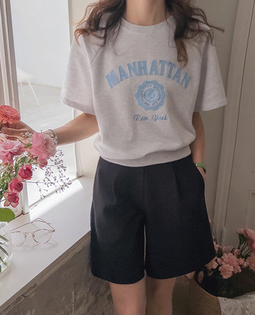 [LABEL]ベイブンマンハタン刺繍サマーマンツーマンティー[size:F(55～66盤)]
