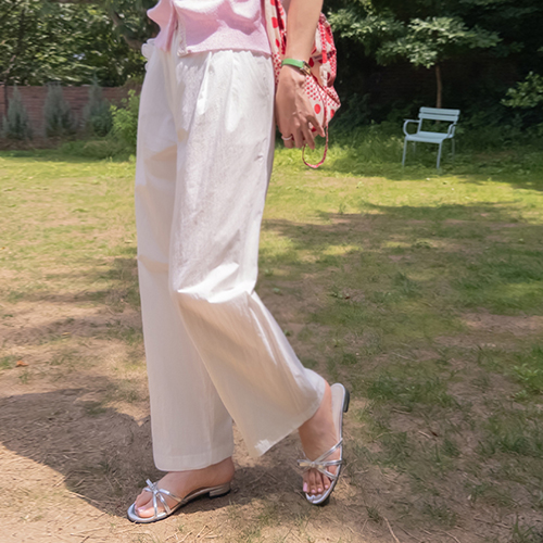 【軽い軽量】肌につかない快適なツーピンタック日付ワイドサマーパンツ [size:S,M,L]