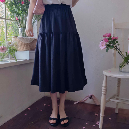 クールハンサマー くつろぎ心配のないシアサーカーバンドスカート [size:F(55～66)]